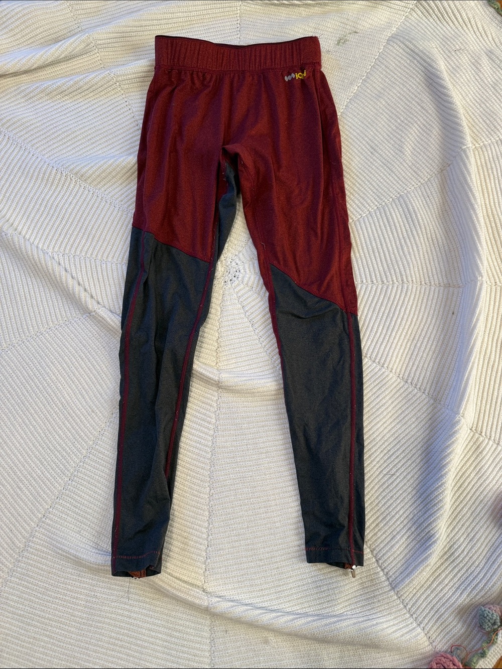 Janji Maroon and Black Colorblock Running Leggings